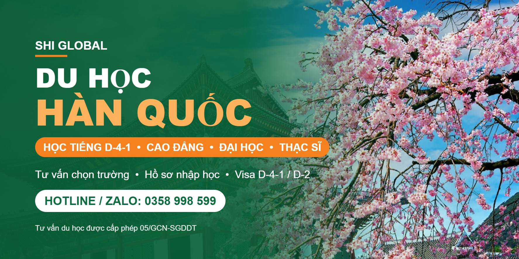 Du học Hàn Quốc hệ học tiếng D-4-1, cao đẳng, đại học, thạc sĩ cùng SHI Global