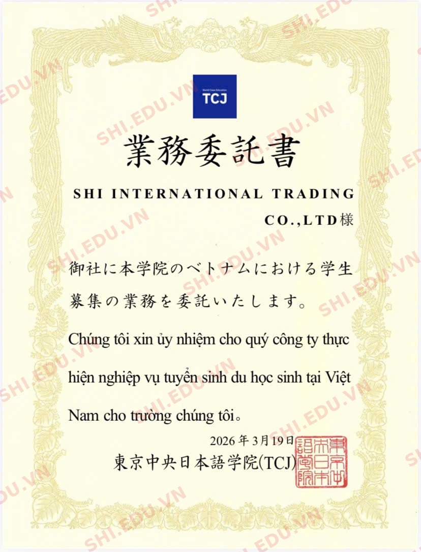 Giấy ủy thác tuyển sinh của TCJ cấp cho SHI Global